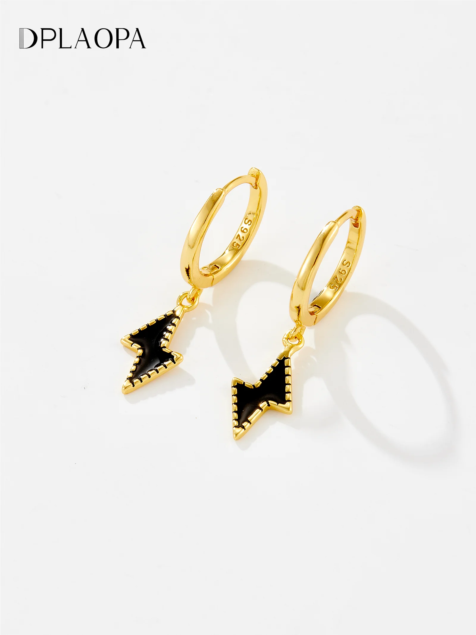 DPLAOPA новинка 925 года серьги-подвески из Стерлингового золота с черной молнией