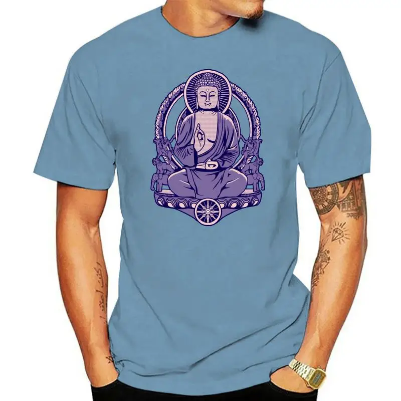 

Slim Fit Man T-shirt Gautama Buddha Halftone Tshirt Men T Shirt 2022 Newest NEW YEAR DAY Gift Cotton Tops Tees Purple Camisa