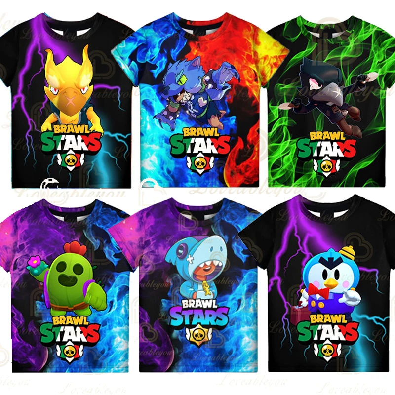 

2022 Summer New 3D Shooting Game T Shirt Kids Cartoon Boys Girls Spike Leon Short Sleeve T-shirt Clothes Casual Fashion Tops