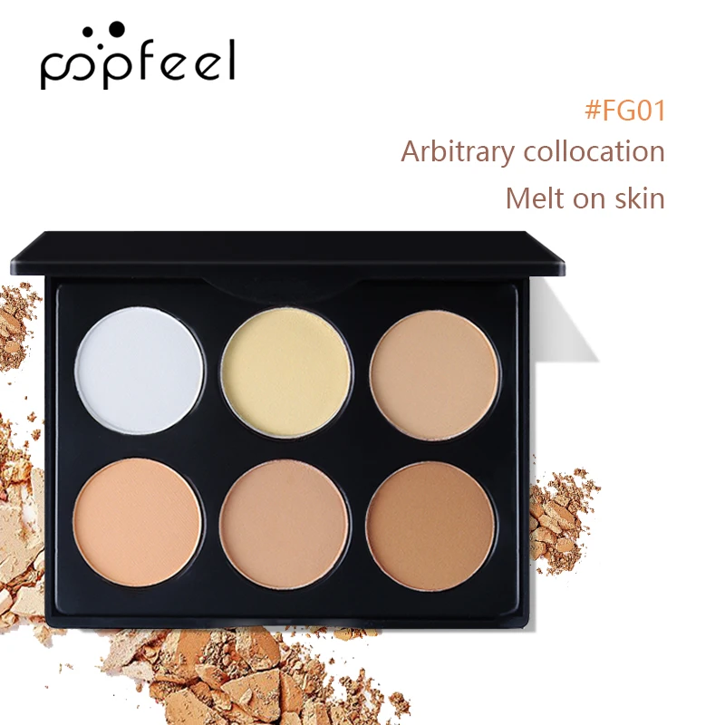 FG 6-оттенков Хайлайтер Пудра Тени Для Век Осветляющие Контурная Консилер