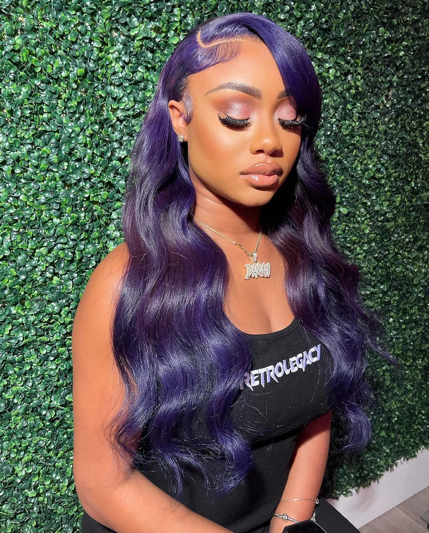 

Dark Puple Lace Front Wig Human Hair 13x6 Body Wave Lace Front Wigs For Women Pre Plucked Colored Brazilian Human Hair Wigs