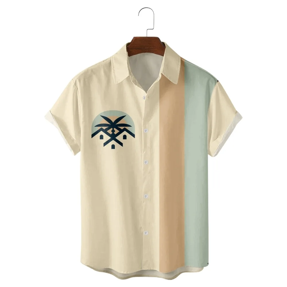 

2022 Resort Coconut Tree Print Shirt, Fashion Casual Simple Style Vacation Hawaiian Beach, Summer Shirts for Men and Women