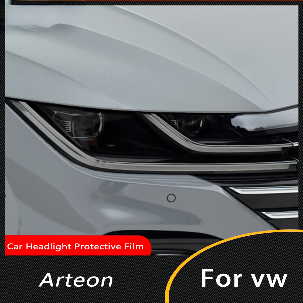 

Car Headlight Protective Film Smoke Black TPU Anti-scratch Headlamp HD transparent Sticker For Volkswagen VW CC Arteon 2018-2021