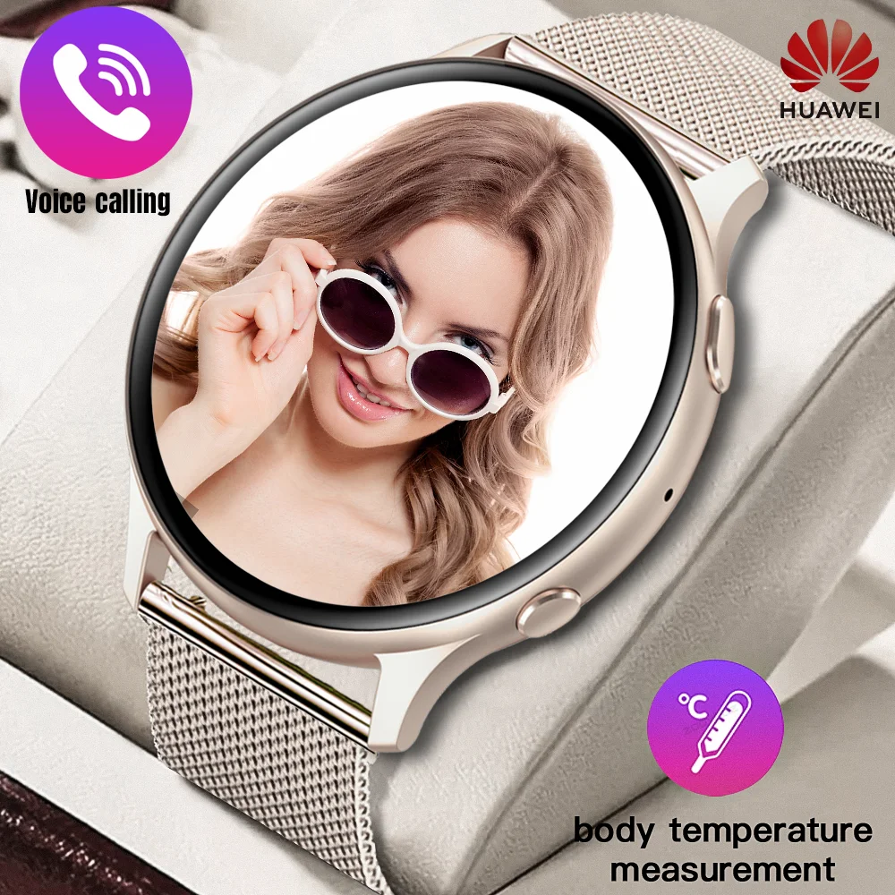 

HUAWEI 2023 New Fashion Smart Watch Women Full Touch Screen Voice Calling Men Heart Rate Monitor Health Traker IP68 Waterproof