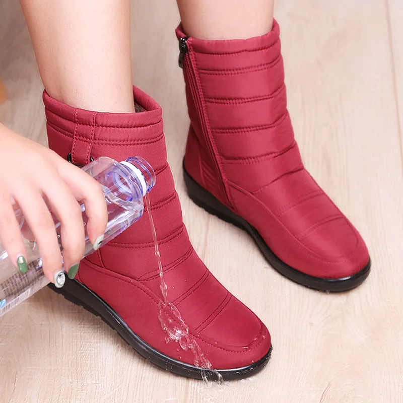 Купи Waterproof Women Boots Winter Shoes Platform Wedge Snow Comfort Thick Plush Warm Ankle Boots Female Footwear Botas Mujer за 1,181 рублей в магазине AliExpress