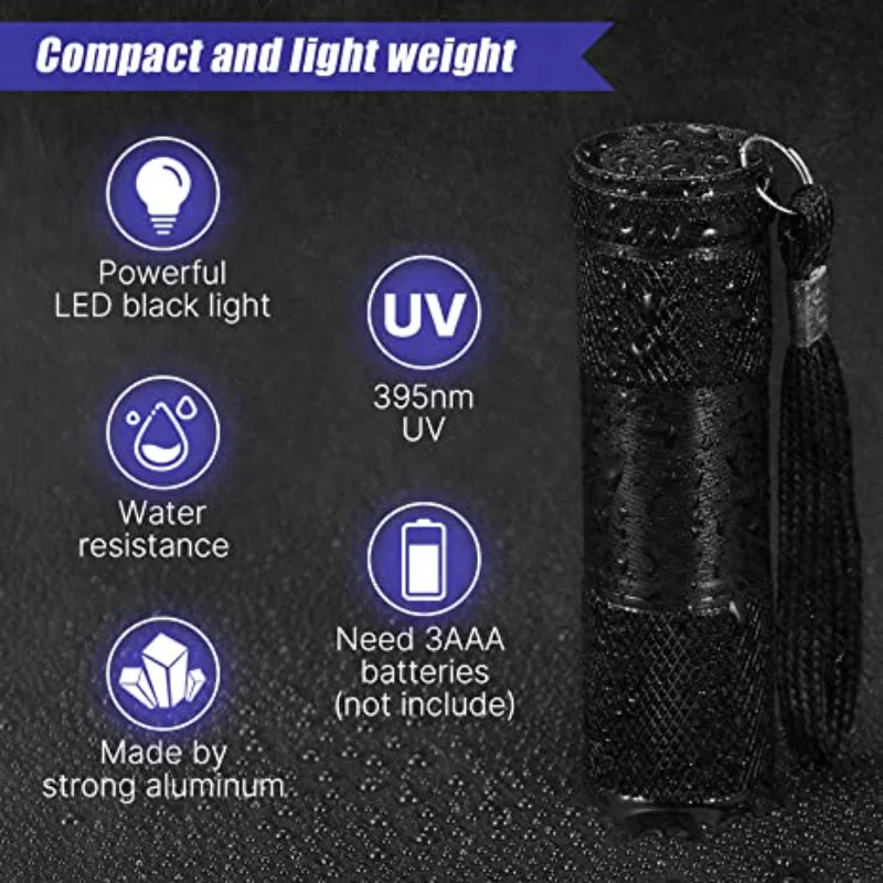 

Mini Torch Light for Pet Urine UV Black Light Flashlight 395nm Handheld Ultraviolet Flashlight Portable Blacklight Detector