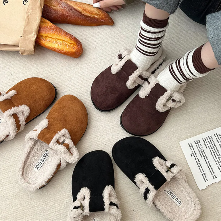 

Shoes Woman 2022 Slippers Casual Flock Low Cover Toe Pantofle Luxury Flat New Fabric Hoof Heels Rome Basic Slides Rubber