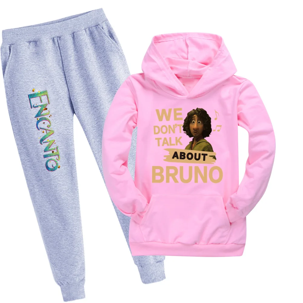 

2022 New Disney Encanto Cartoon Girls Spring Baby Cotton Boys Sportswear Kids Long Sleeve Hoodie + Pants 2 Piece Set 2-16Y
