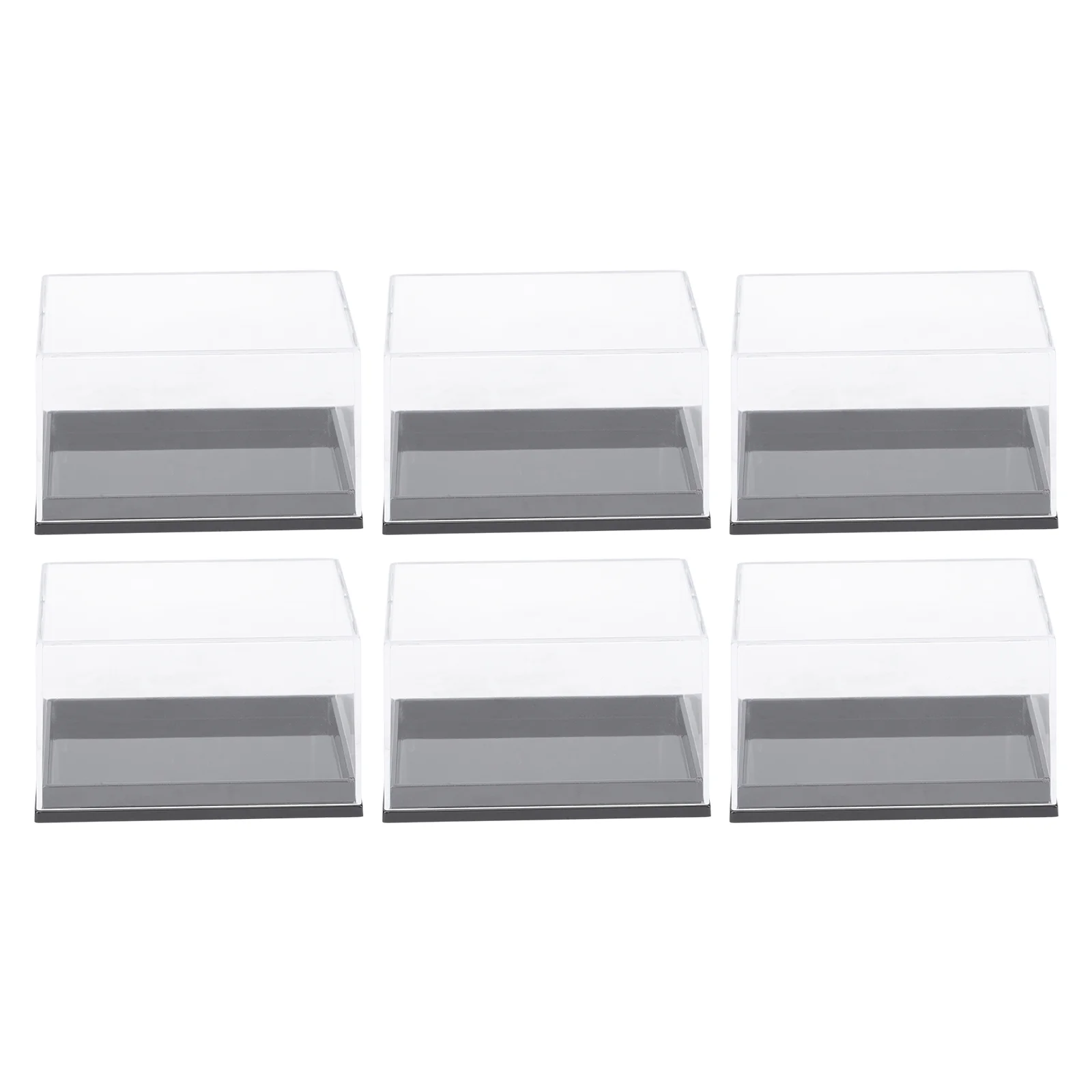 

6Pcs Square Figures Display Case Small Display Box Specimen Display Container Clear Box