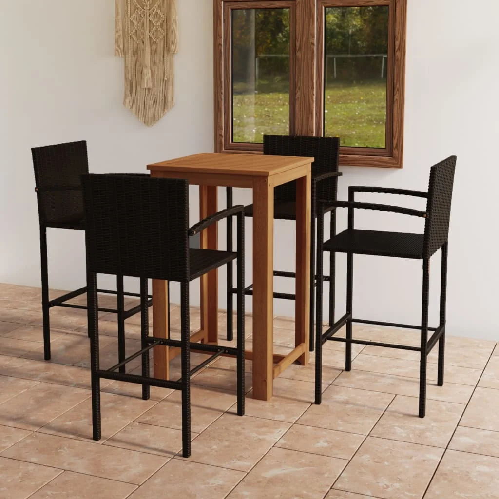 

5 Piece Garden Bar Set,Patio Table and Chair Set, Brown