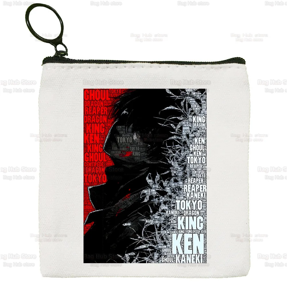 Anime Tokyo Ghoul Kaneki Ken Cool Manga Canvas Coin Purse Custompattern Logo Storage Pouch Canvas Bag Coin Bag Key Coin Purse