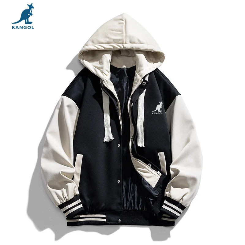 

Модная осенне-зимняя мужская Свободная бейсбольная форма KANGOL Y2k, мужская куртка, модная двухслойная толстовка с трехмерным логотипом