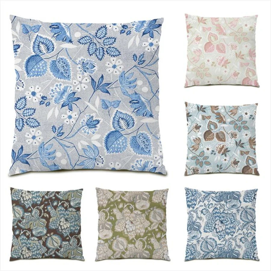 

Leaves Decorative Pillow Cases Polyester Linen Home Decoration Floral Series Velvet Cushion Cover Living Room Decoration E0044
