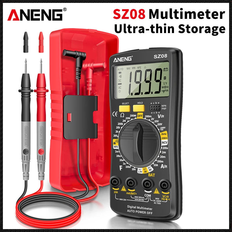 

ANENG SZ08 Multimeter Digital Professional Auto MultimetroUltra-thin storage Voltmeter Resistance Handhold Testers AC DC 220V
