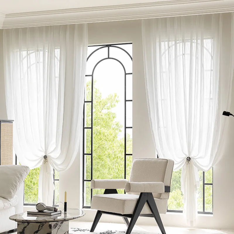 Fonflora Роскошные блестящие белые тюлевые шторы для гостиной жемчужные оконные