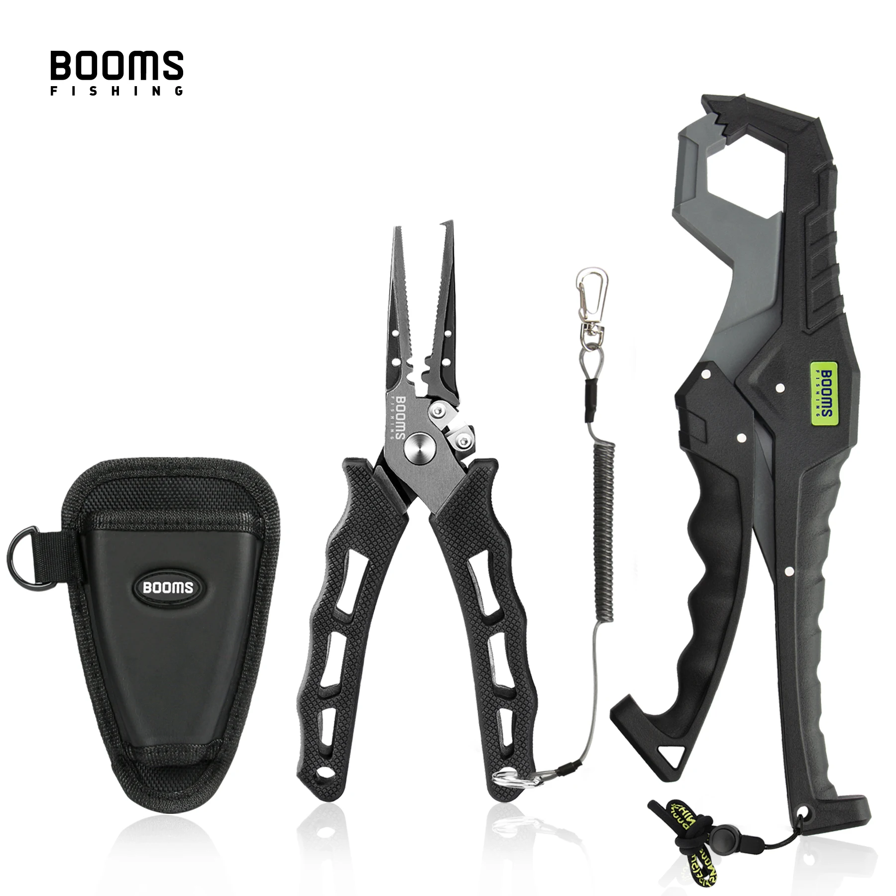Booms Fishing G5F7 Fishing Pliers and Fish Gripper Compose Tools Set with Lanyard Sheath Anti-Rust Anti-Corrosion Safer For Fish