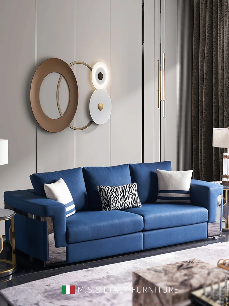 

Italian high-end Italian light luxury sofa villa large family modern leather living room sofa