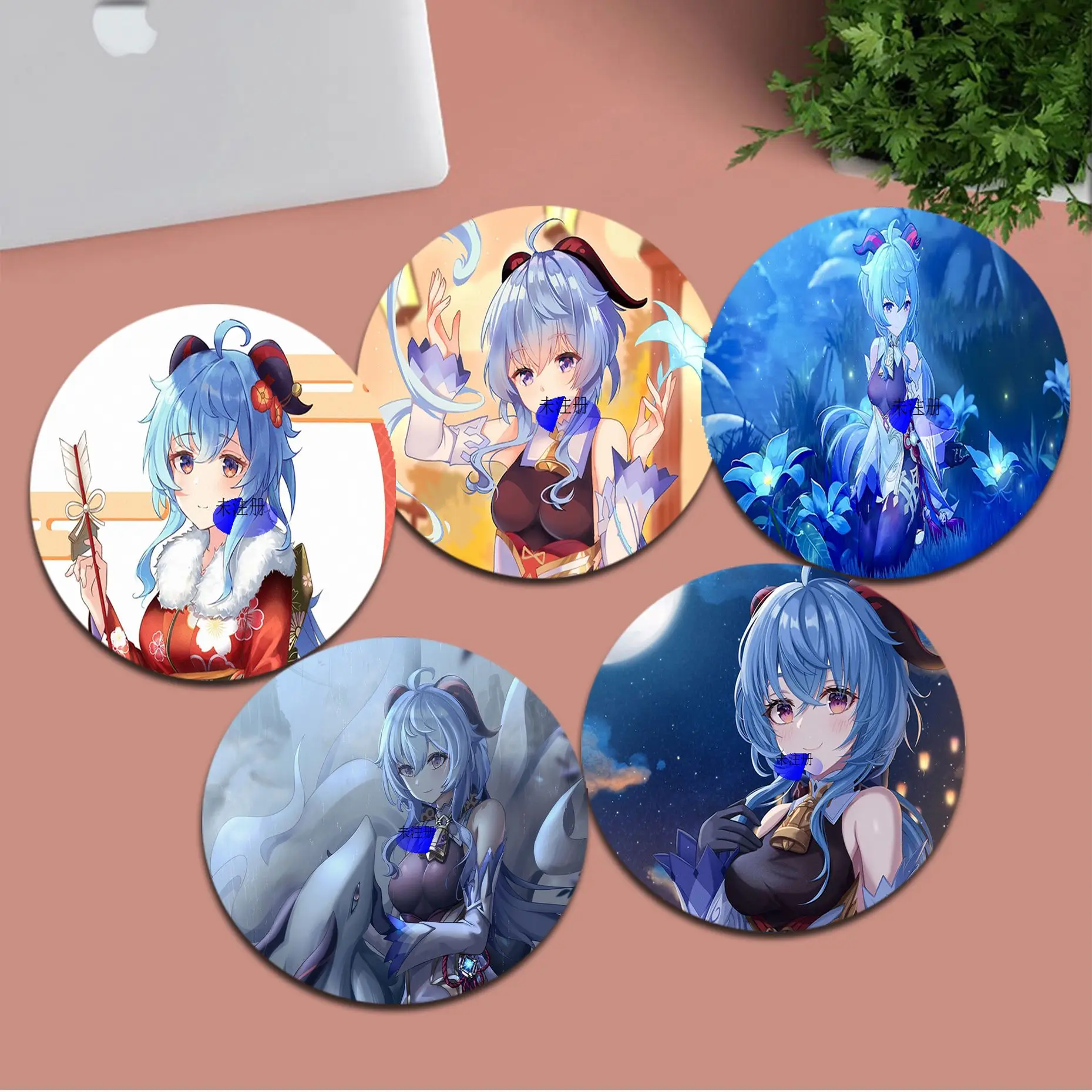 

Genshin Impact Ganyu Round Custom Skin Cabinet Gaming Laptop Computer Desk Mat Notbook Mouse Pad Mouse Mat Deskpad Home Decor
