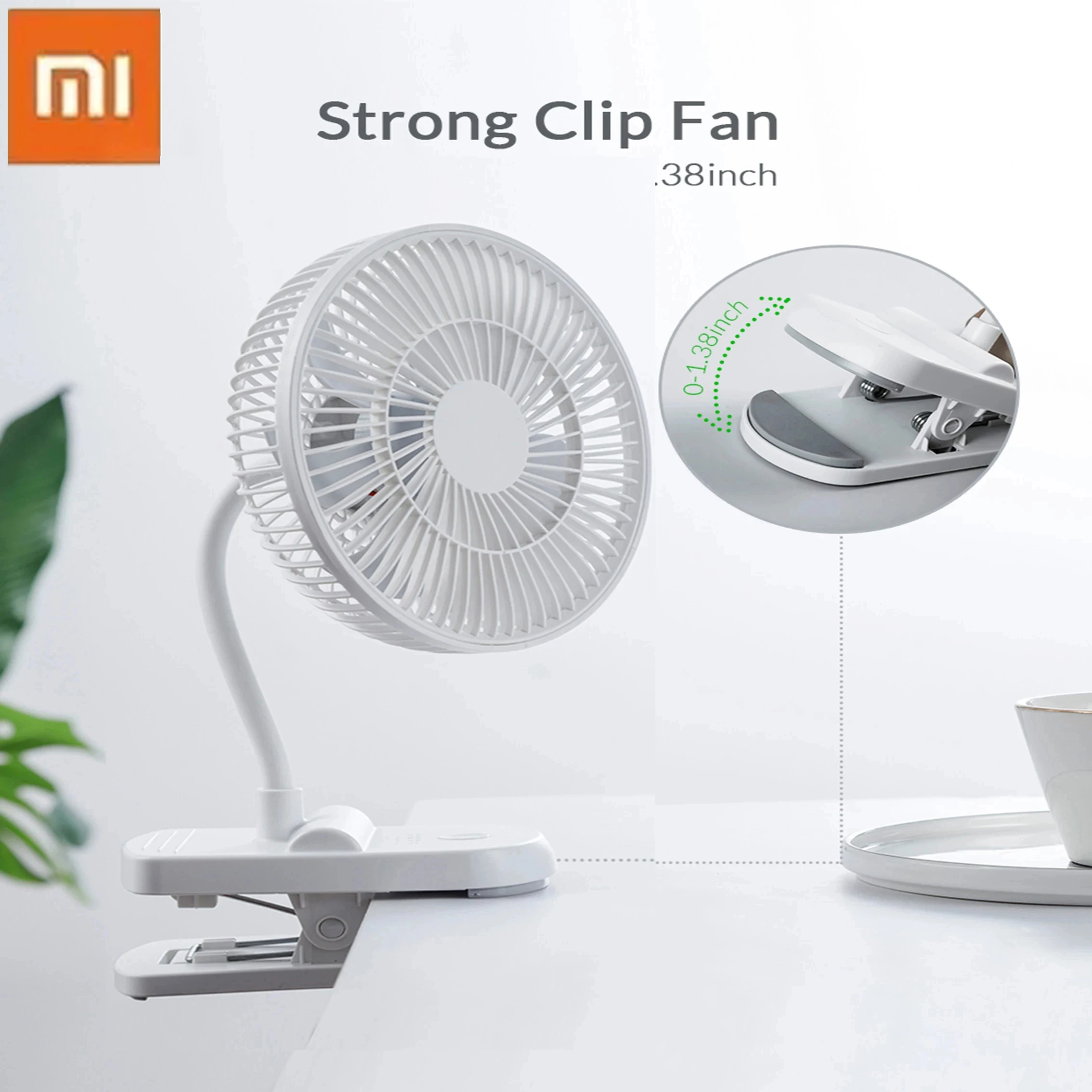 

Xiaomi USB Clip Fan Portable Fan with 4 Speed Silent Clip on Mini Desk Fan 360° Rotatable Battery Powered White