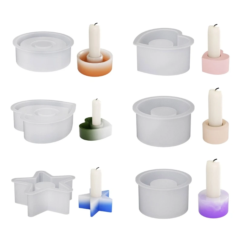 

F42F круглая форма в виде сердца и звезды из эпоксидной смолы, подсвечник ручной работы, силиконовая форма, сделай сам, гипс, с