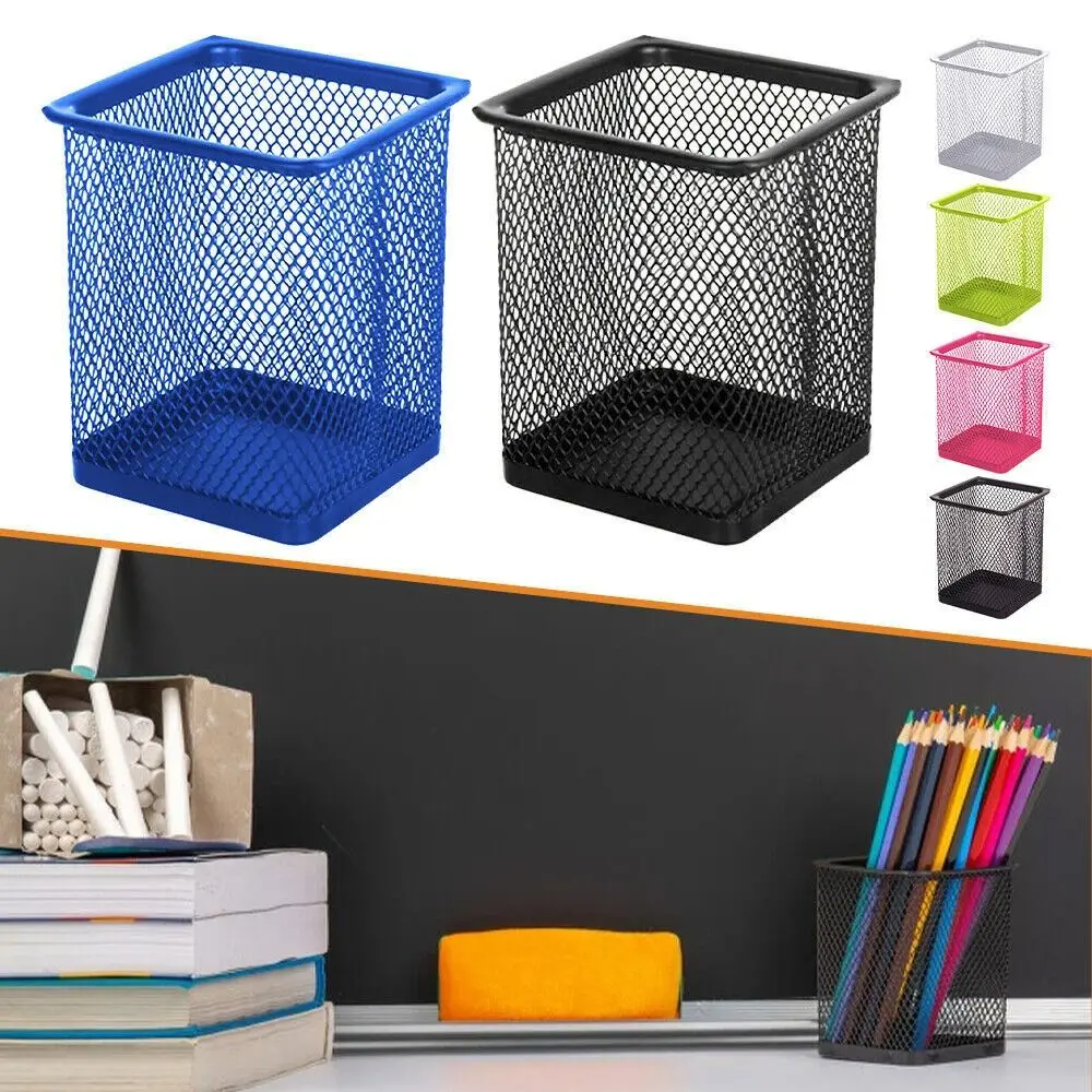 

Multi-function Office/School Desk Tidy Round/Square Storage Case Pen Holder Mesh Pen Pot Stationery Organiser