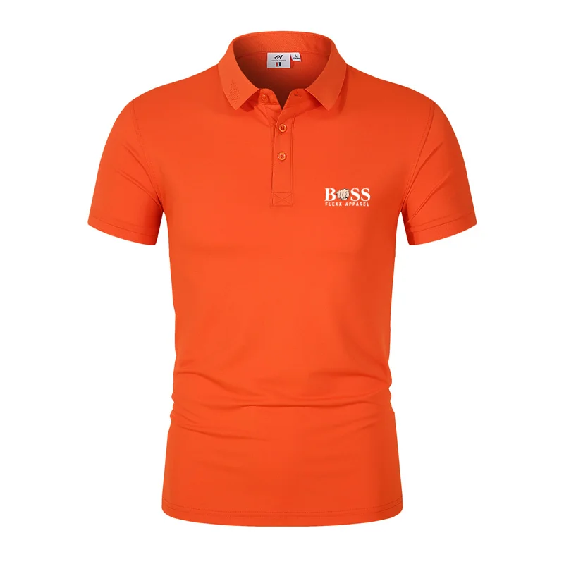 

Summer Men Polo Shirt Fashion Casual Business Short Sleeve Turn-over Collar Slim Tops Breathable Solid Color Luxury Shirt Tops