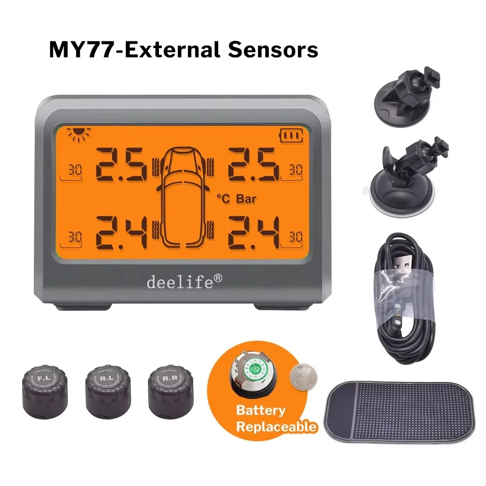

Deelife Solar TPMS Система контроля давления в автомобильных шинах с 4-колесным аккумулятором для шин Сменные внутренние внешние датчики TMPS