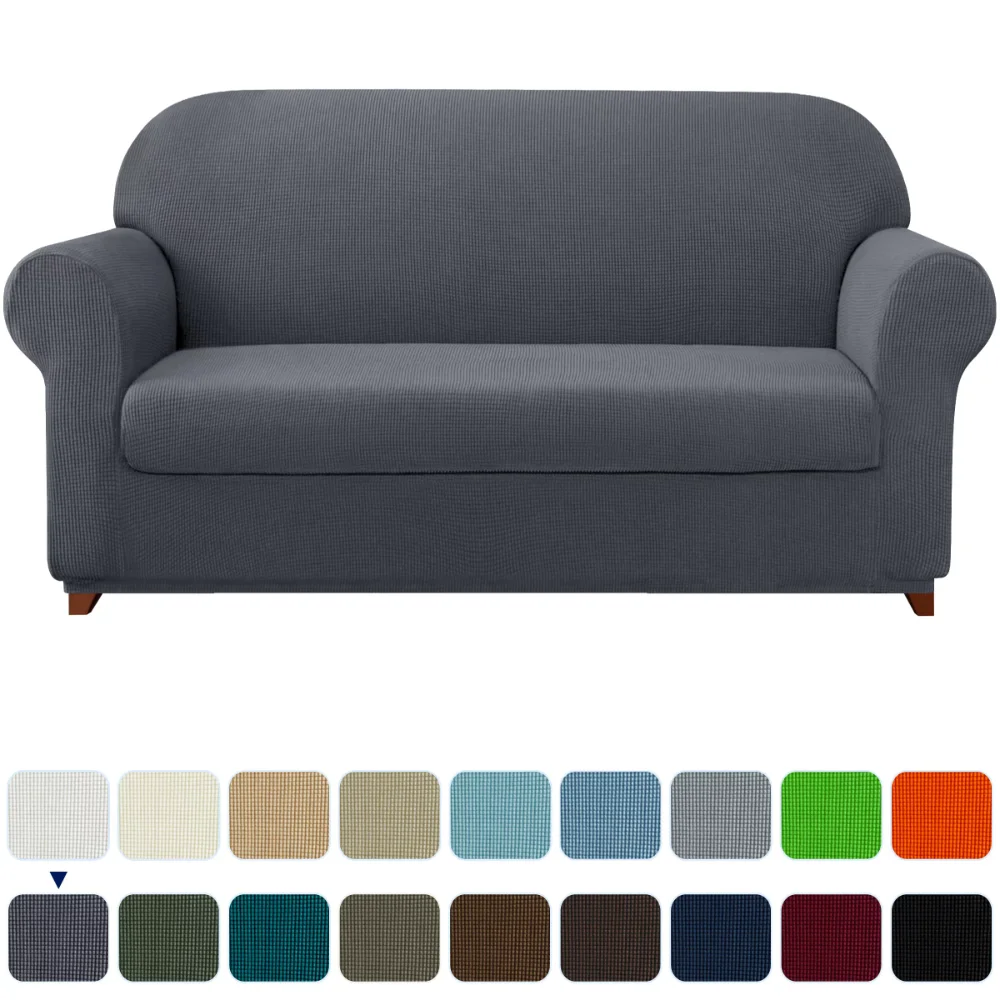 

Stretch 2-Piece Textured Grid Slipcover Sofa Cover,