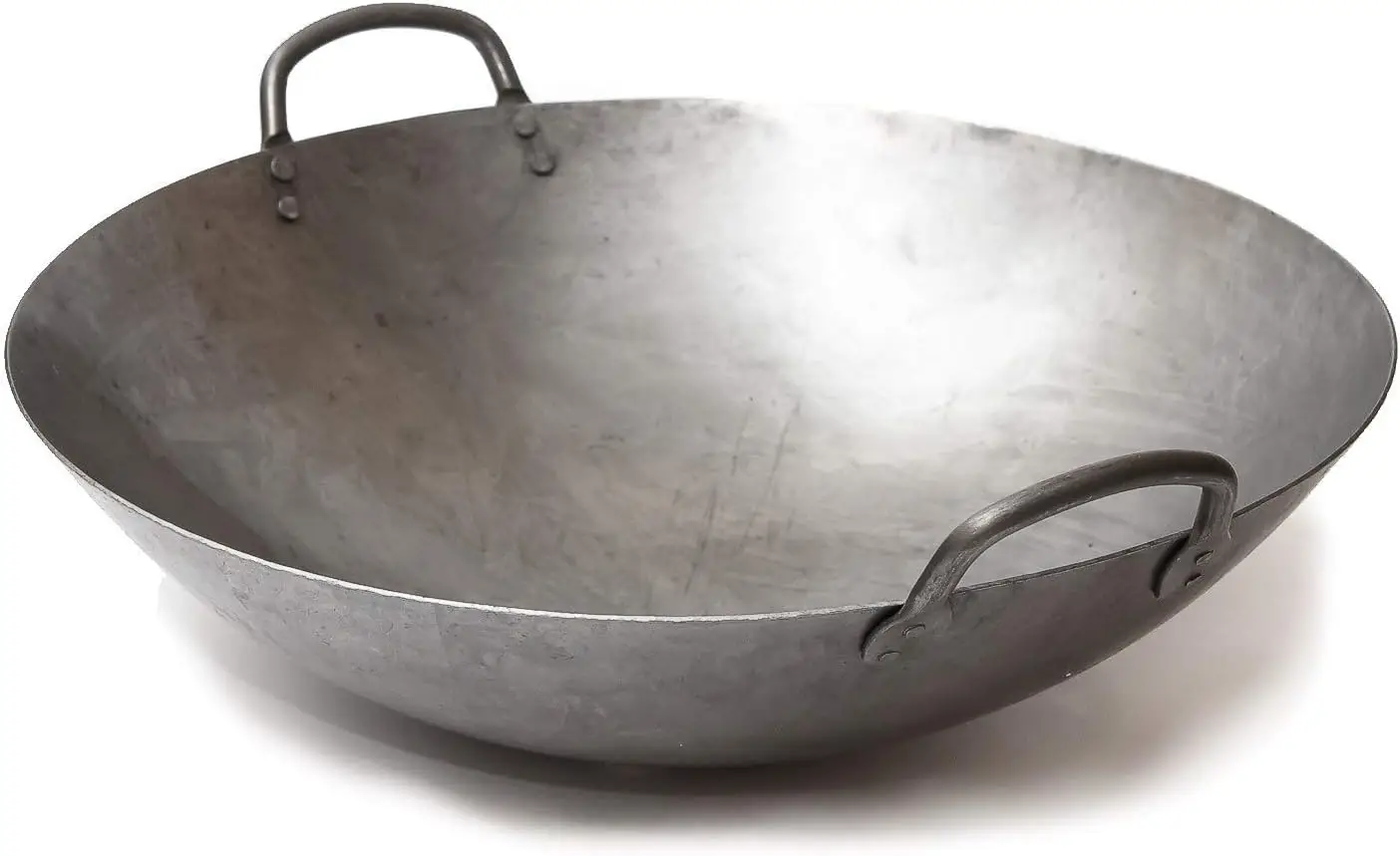 

16 Inch Heavy Canton Style Hand Hammered Carbon Steel Wok (Round Bottom) / 731W87 Auger