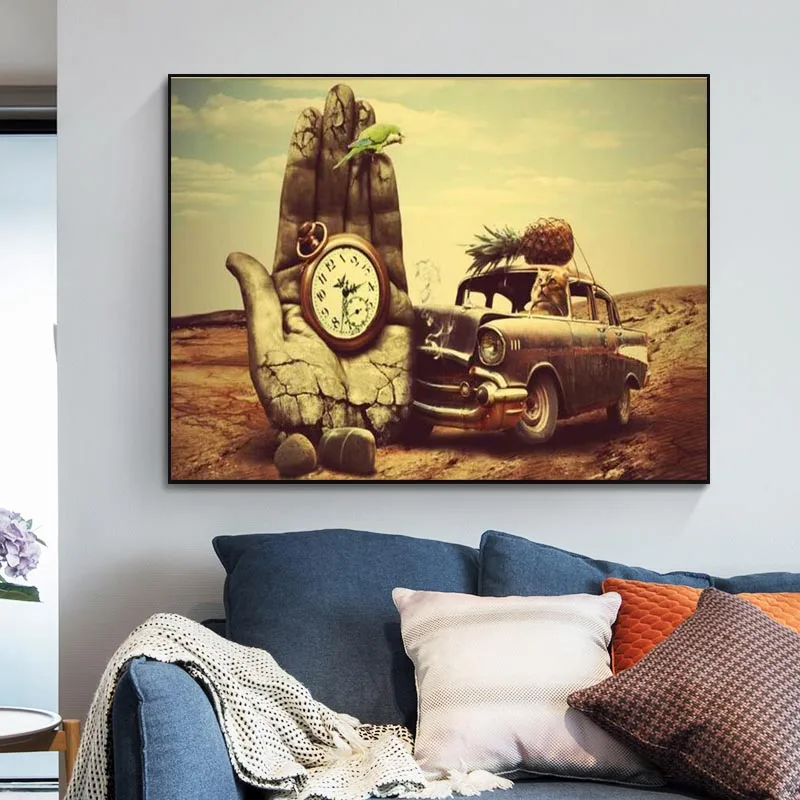

Clock Violin Butterfly Hat Salvador Dali Surrealism Creative Painting Retro Wall Art Poster and Prints Abstract Print Room Decor