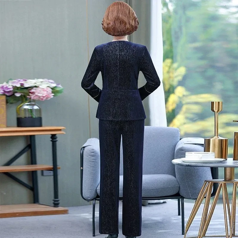 Женские золотистые бархатные спортивные костюмы для женщин среднего возраста