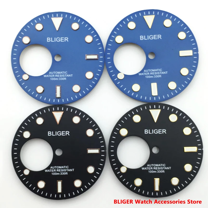 

Bliger 29mm Black Blue Digital Mechanical Men's Watch Dial Aseptic Dial Luminous Dial For NH35 NH36