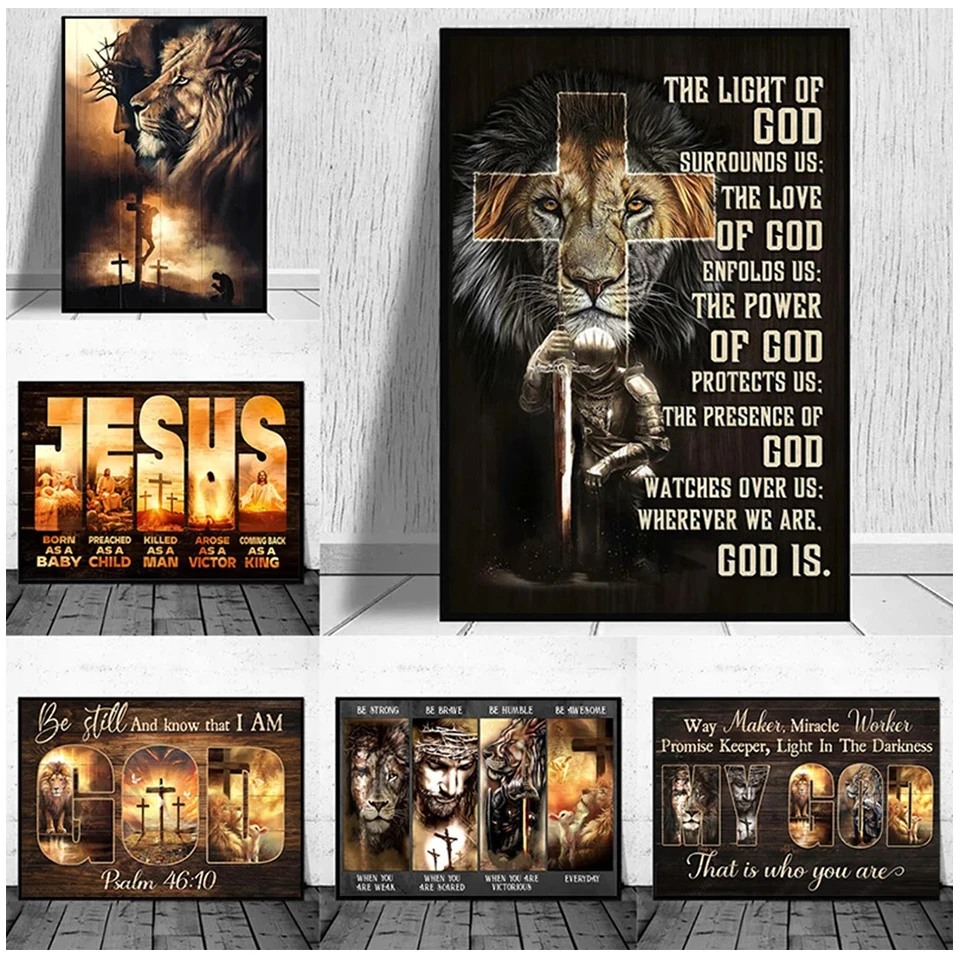 

Jesus Lion And Cross Diamond Mosaic Art Warrior Lion Of Judah Pray Diy Diamond Painting Kits Religious God diamond Embroidery