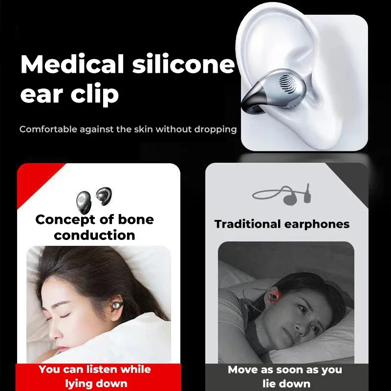 2023 New  Bluetooth Earphones Ear Clip Earring Wireless Headphones with Mic Calling Long EnduranceTouch Control Sports Headsets images - 6