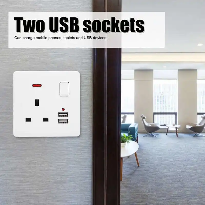 

Розетка настенная 13 а с 2 USB-портами для зарядки