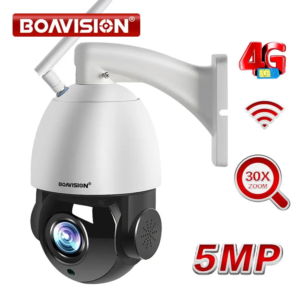 

Outdoor IP Camera 5MP 4g Sim card WIFI AI Auto Tracking 30X Zoom Wireless PTZ Speed Dome CCTV Camera Two Way Audio IR 80m Camhi