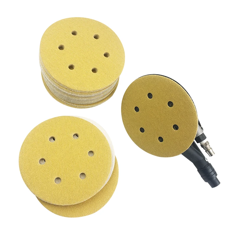 

6-Hole 10-Piece 6-Piece Round Pneumatic Sanding Machine Self Adhesive Flocking 150mm Polishing Sanding Paper Sheet
