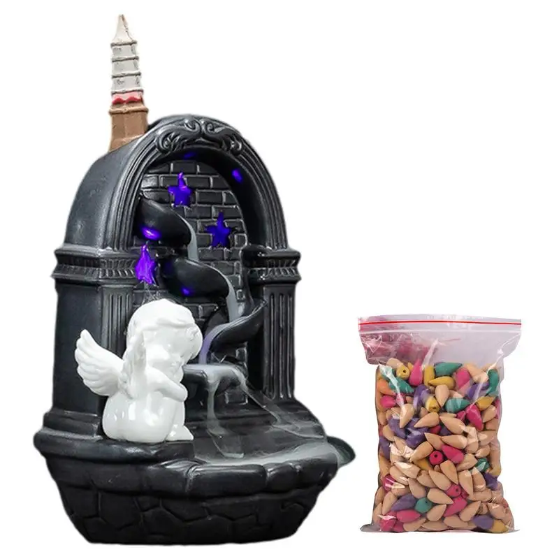 

Конусная горелка для благовоний, освещенная декоративная лампа с 50 конусами благовоний, настольные керамические украшения для отеля, сауны...