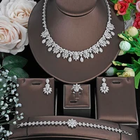 tz70electroplating platinum color retention zircon necklace ladies bridal wedding popular personality luxury elegant jewelry set