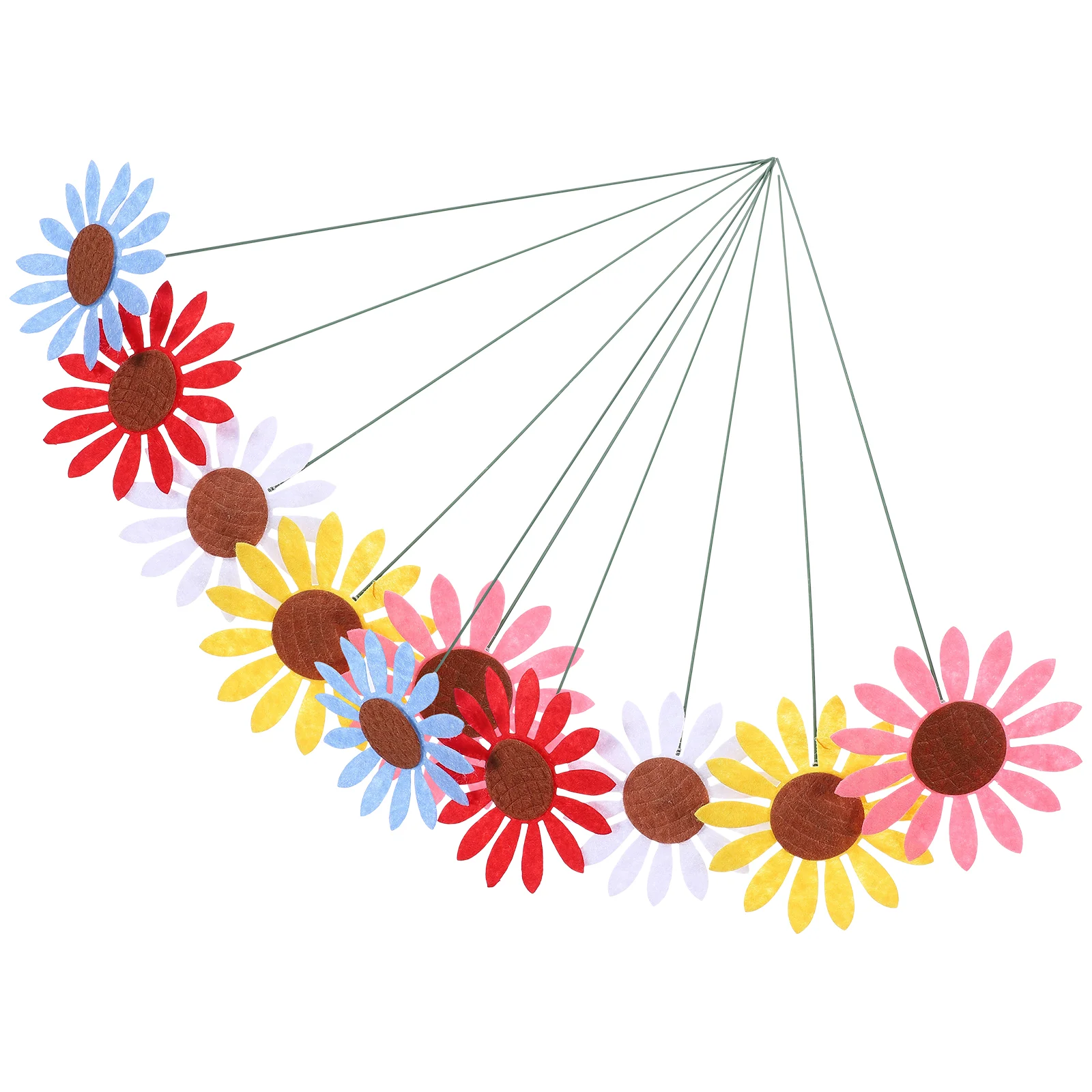 

10 Pcs Small Flower Lawn Yard Ornaments Sunflower Decorative Garden Sunflower Decoration Non-woven Stakes Outdoor