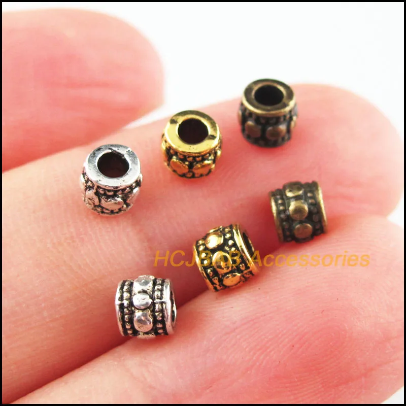 

Fashion 100Pcs Retro Tibetan Silver Antiqued Gold Bronze Tone Tube Spacer Beads Charms 4mm