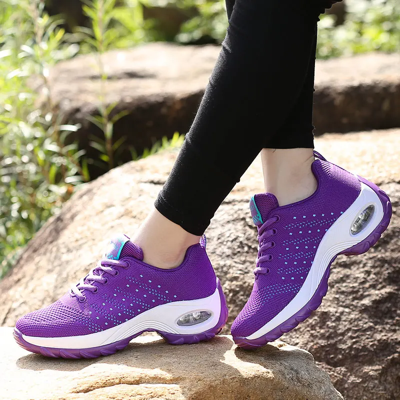 Women Running Shoes Mesh Breathable Walking Shoes Thick Bottom Lac-Up Gym Jogging Shoes Outdoor Casual Sneakers Zapatillas Mujer