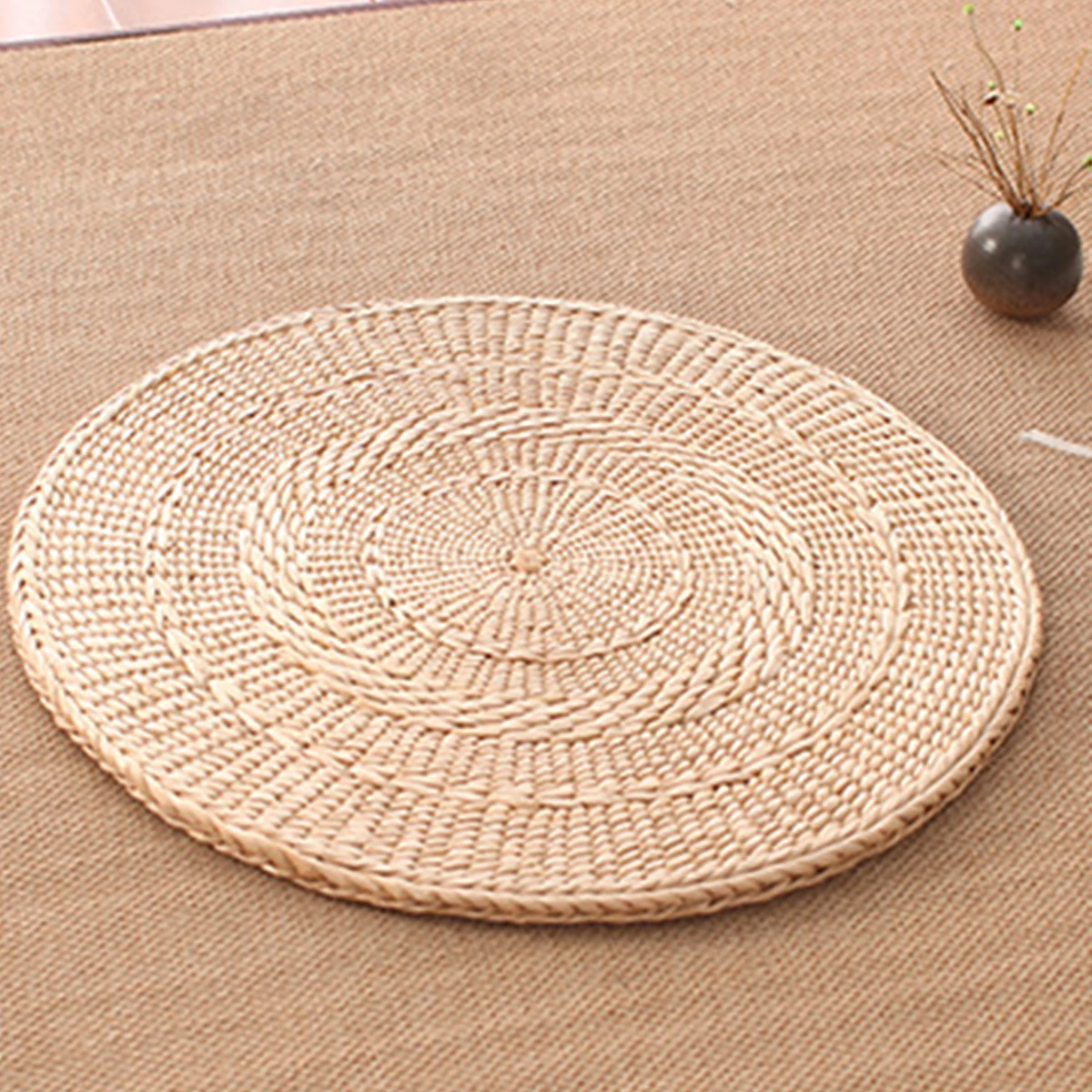Круглая подушка Rush Cushion Круглый дуршлаг с водорослями Zabuton из плетеных кукурузных