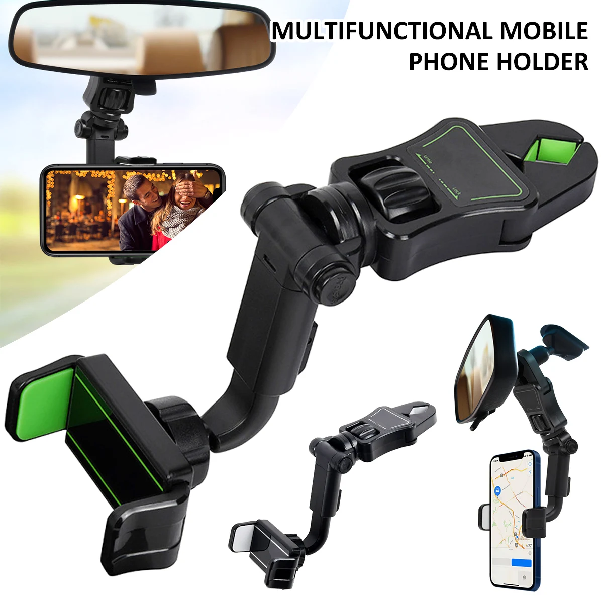 

2022 New Rear View Mirror Phone Holder 900 Degree Rotating Phone Holder for Car Adjustable Car Phone Cradle suitable for