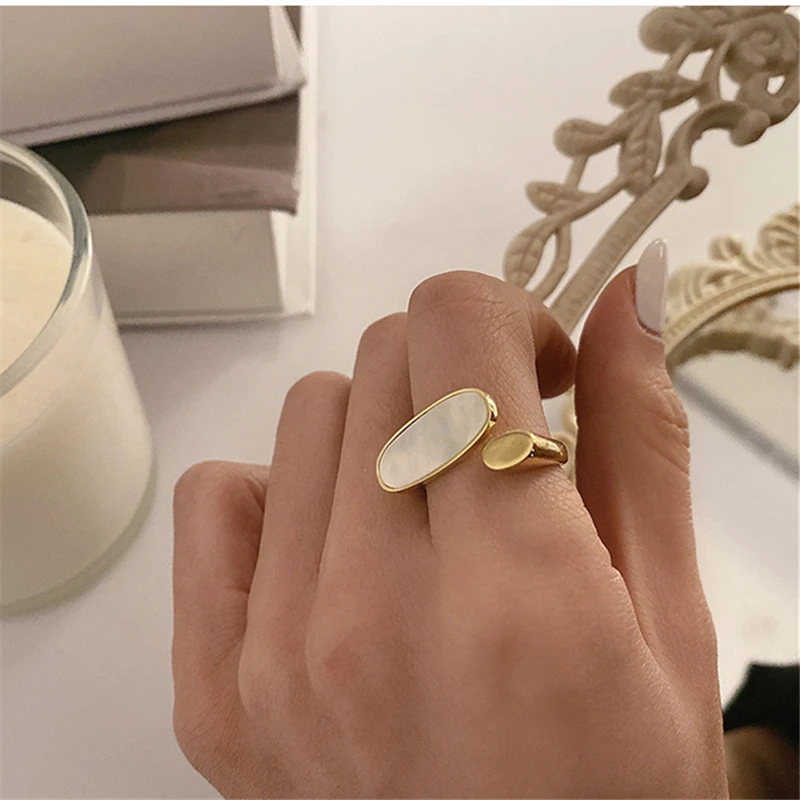 

Женские Геометрические кольца в виде ракушек серебряного цвета, нишевой дизайн, модные индивидуальные простые золотые кольца, тренд 2021