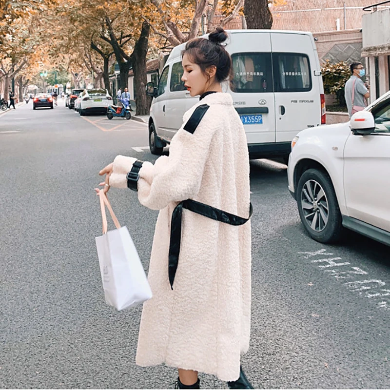 Женское пальто зимняя куртка из овечьей шерсти длинная хлопковая свободная