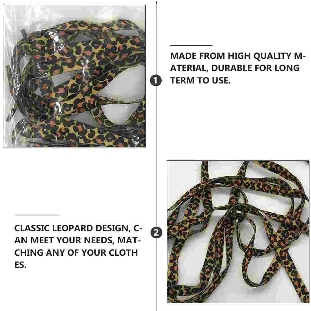 2 Pair Yellow Flat Shoes Accessories Polyester Shoelaces Shoe Laces Sneakers Leopard Lace Classic Brown Shoe Laces
