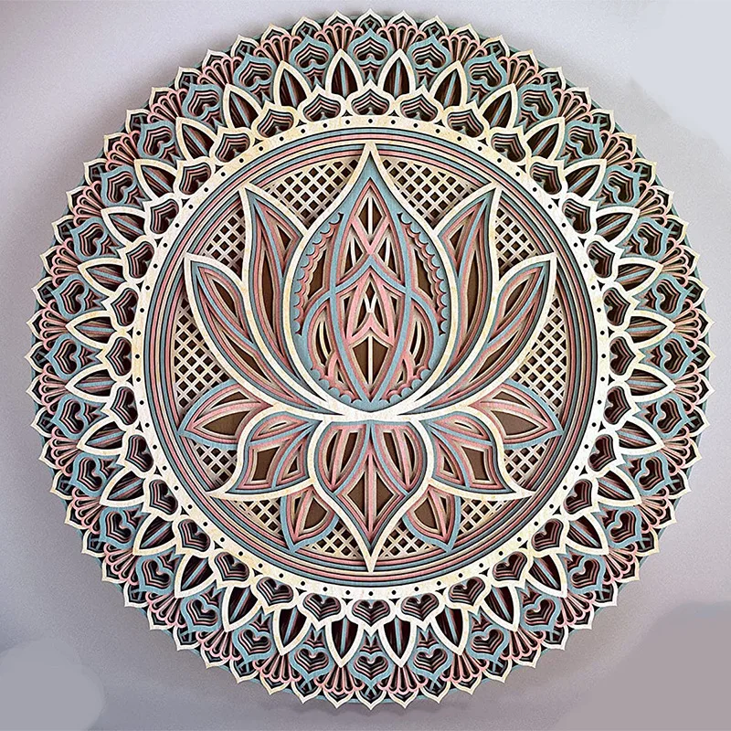 

Lotus flower Mandala Bohemian style wall art iron plane Datura lotus decoration home decoration aesthetic room decor