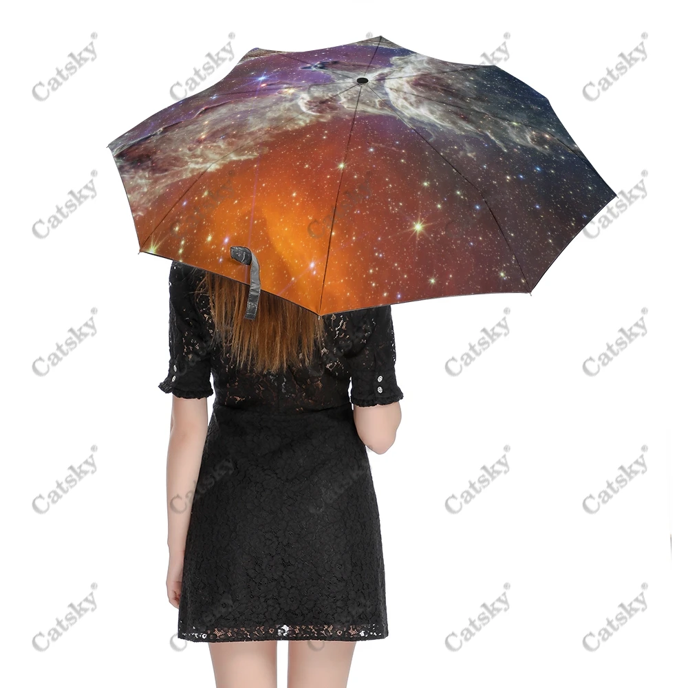 

Galactic Neighbor Star Space Umbrella Rain Women Automatic Umbrella Three Folding Sun Protection Umbrella Male Portable Parasol