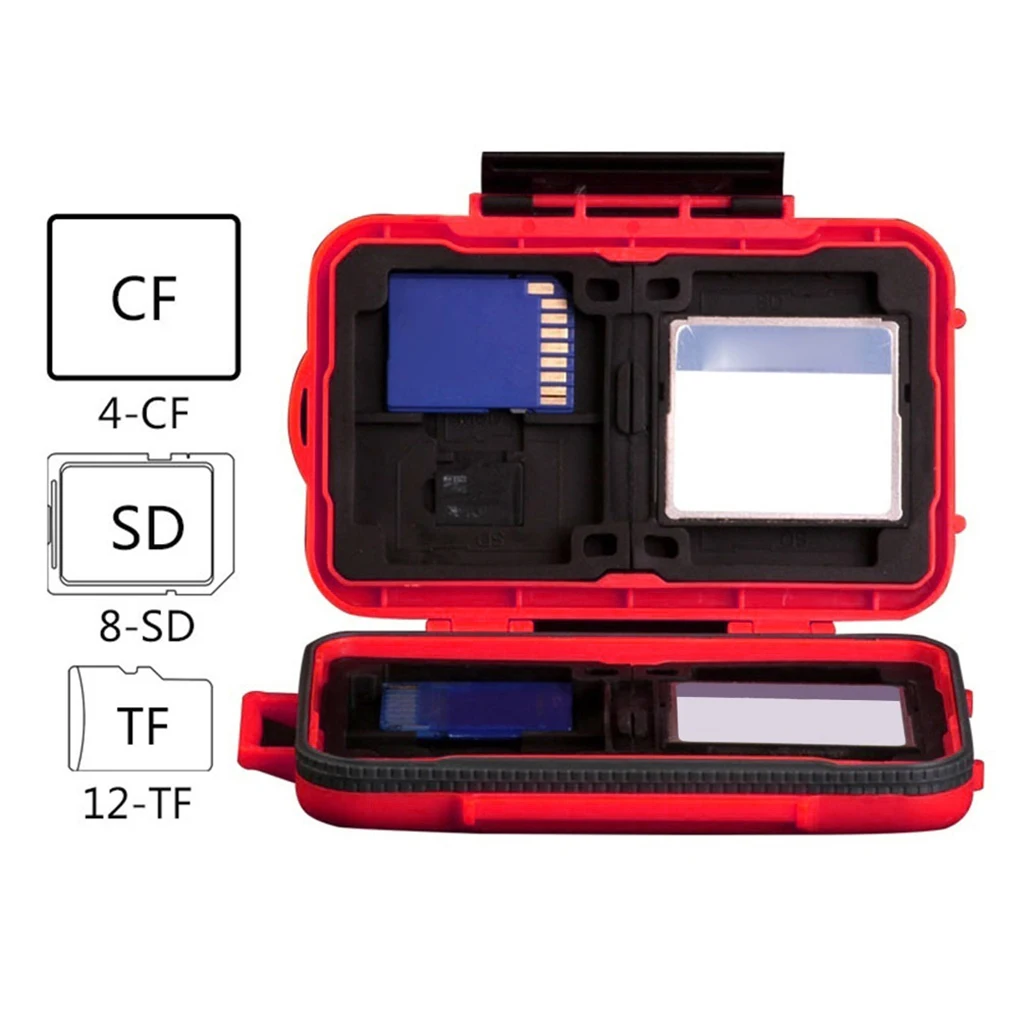 

SD Card Storage Case 24 Slots Waterproof Memory Card Holder Portable Plastic CF TF Storage Box Black
